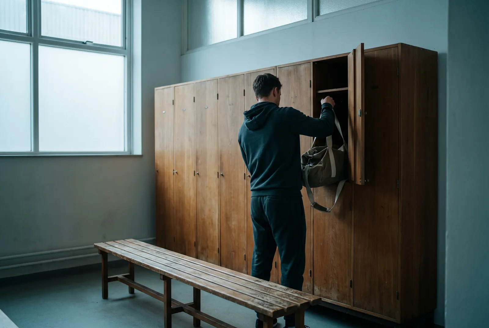 Lockers in a gym changing area