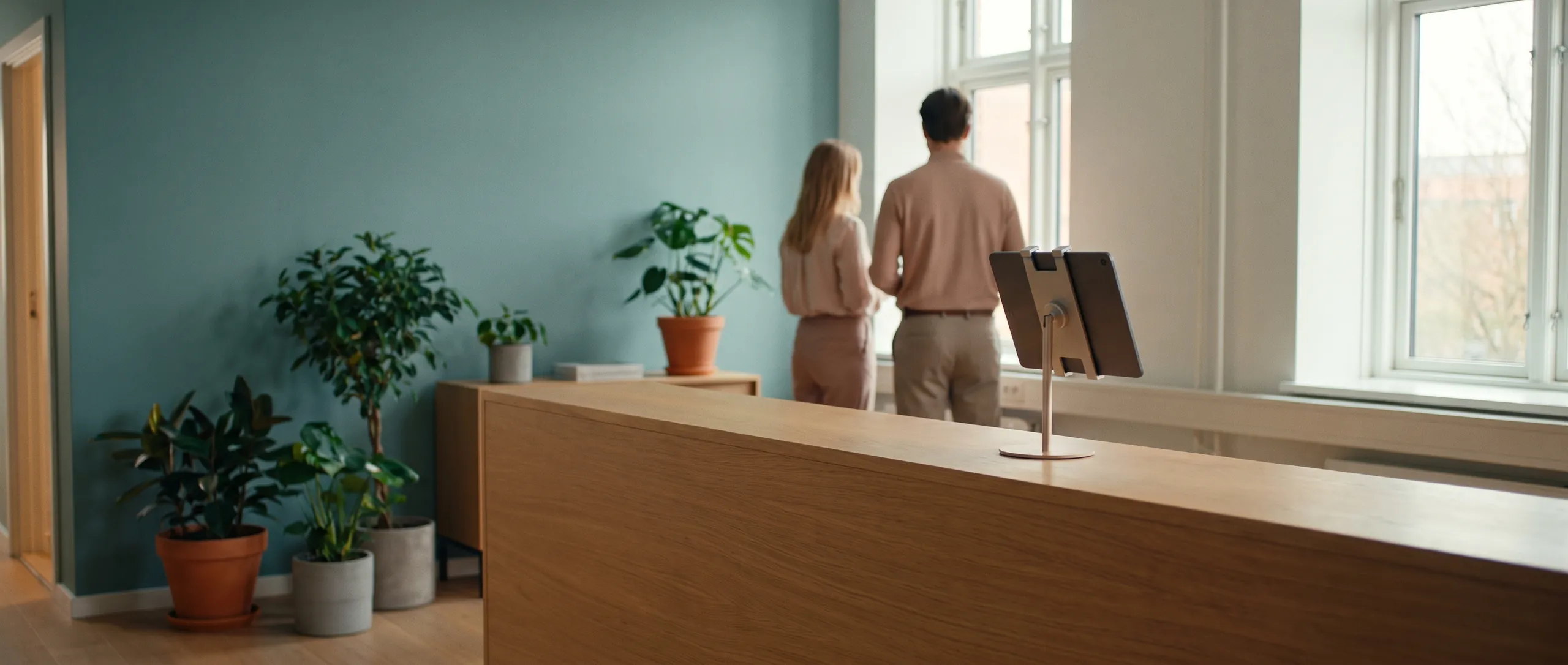 A bright office reception