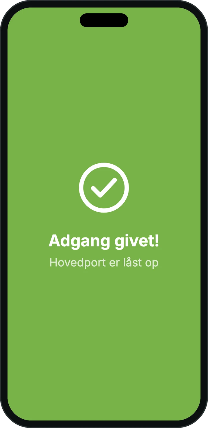 SnapKey-appen bekræfter adgang til hovedporten